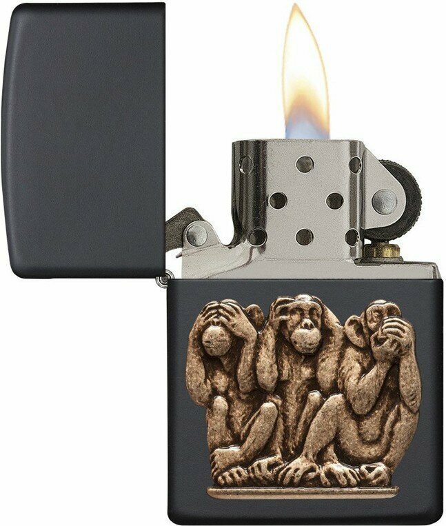 Зажигалка ZIPPO Classic с покрытием Black Matte, латунь/сталь, чёрная, матовая, 38x13x57 мм № 29409 - фотография № 2