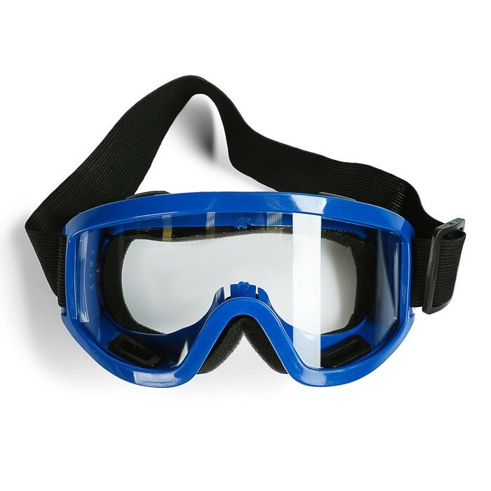 Очки-маска для езды на мототехнике стекло прозрачное цвет синий