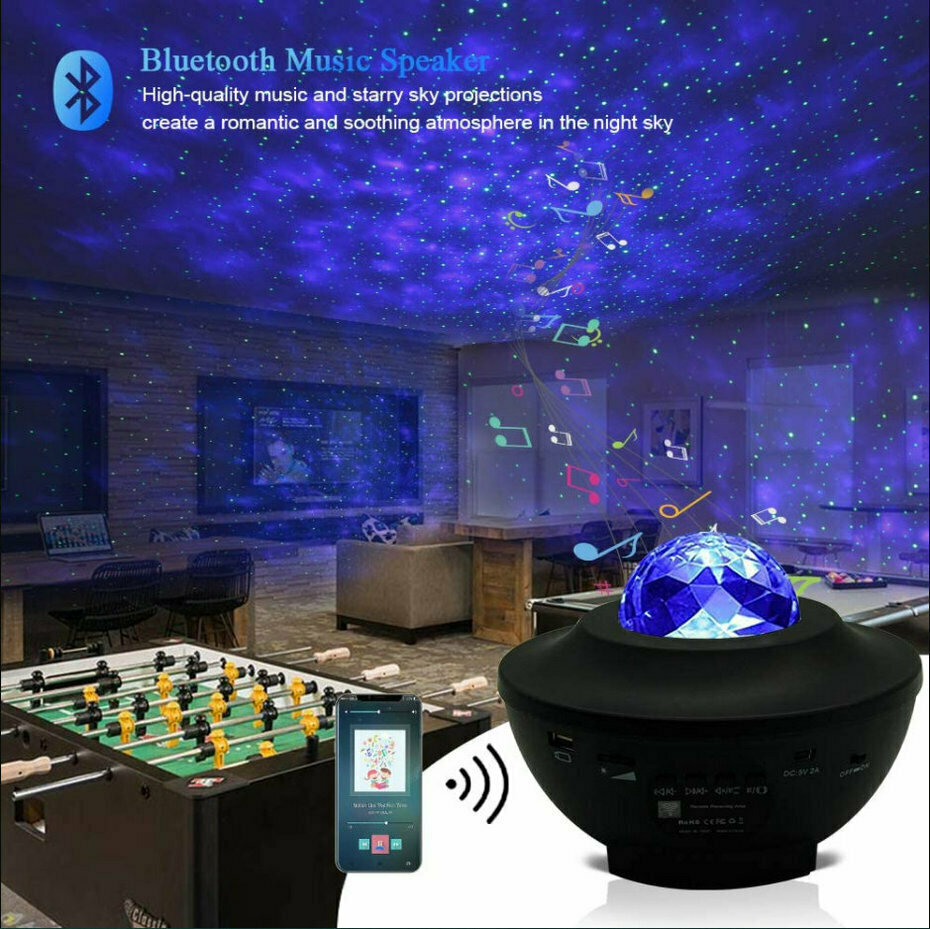 Светодиодный проектор звездного неба с музыкой, Bluetooth-динамиком - фотография № 3