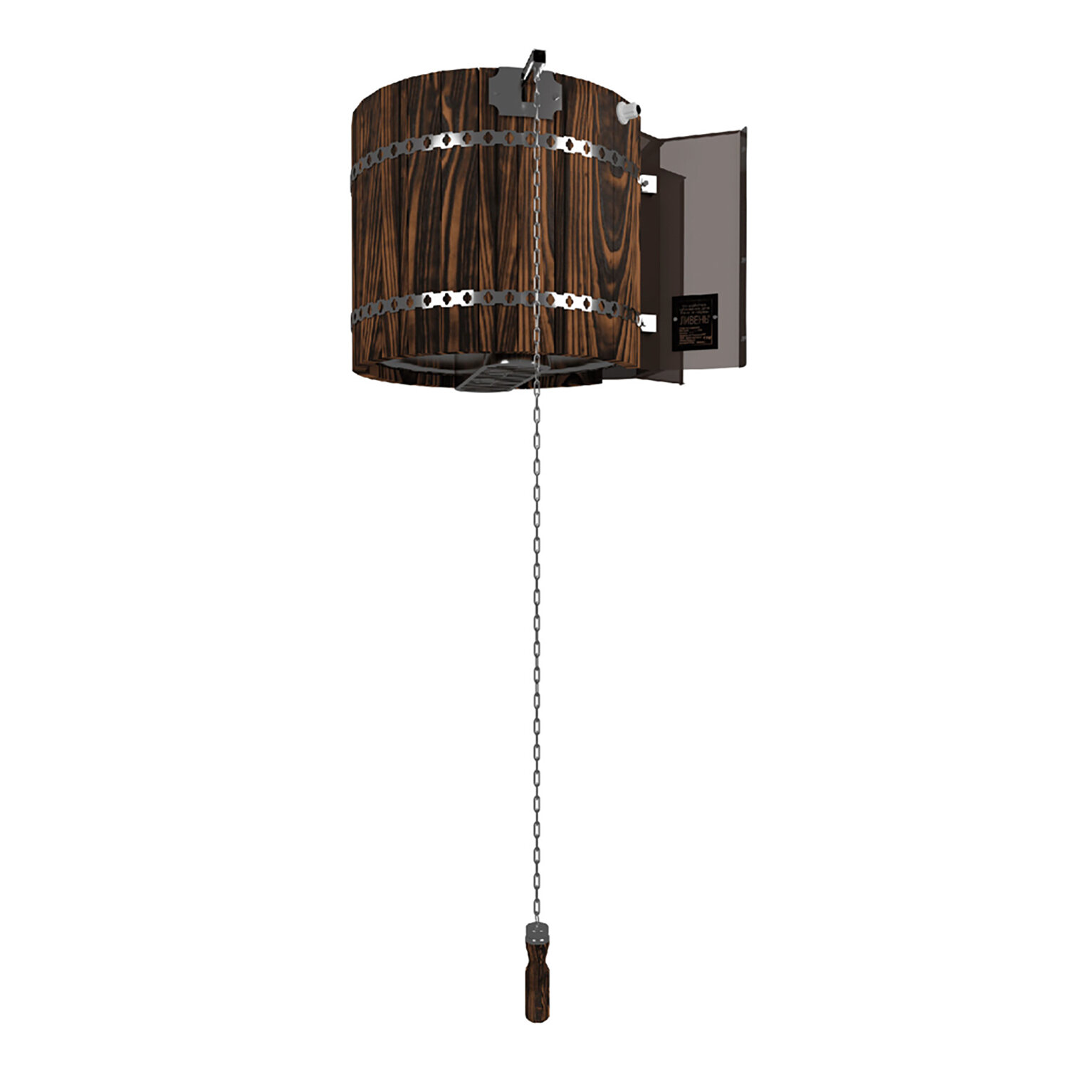 Обливное устройство "Ливень", Мини с деревянным обрамлением "лиственница темная" - фотография № 1