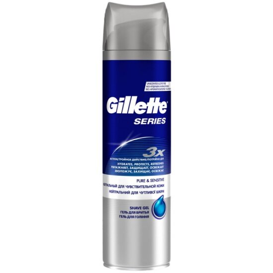 Гель для бритья GILLETTE TGS Sensitive Skin для чувствительной кожи, 200 мл