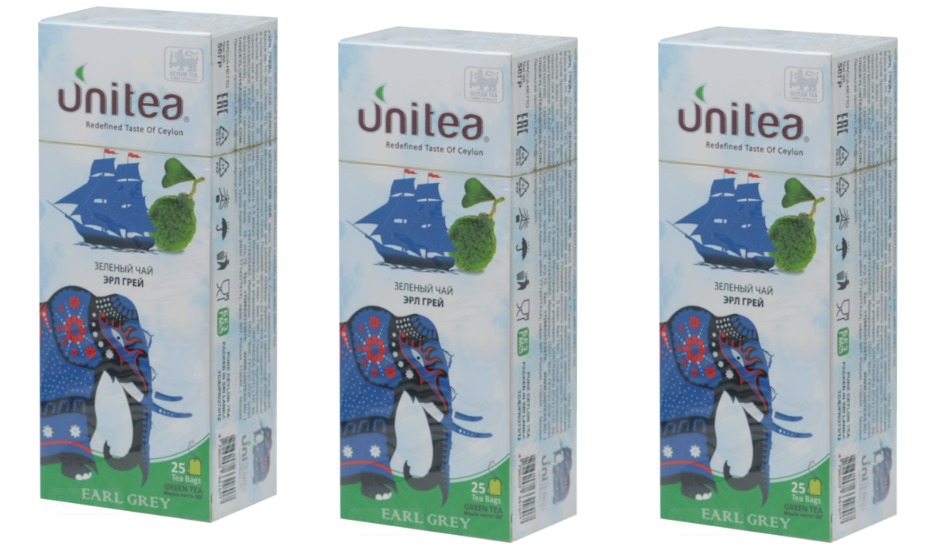 UNITEA Чай зеленый, Earl grey, 25 пакетиков, 50 г - 3 шт. - фотография № 1