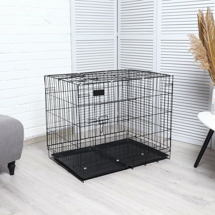 Клетка с люком для собак и кошек, 85 х 60 х 70 см, чёрная - фотография № 1