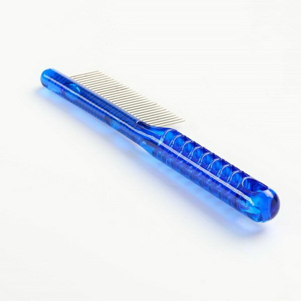 Расчёска для шерсти "Пузырьки", прозрачная, 20 x 3.6 см, синяя - фотография № 2
