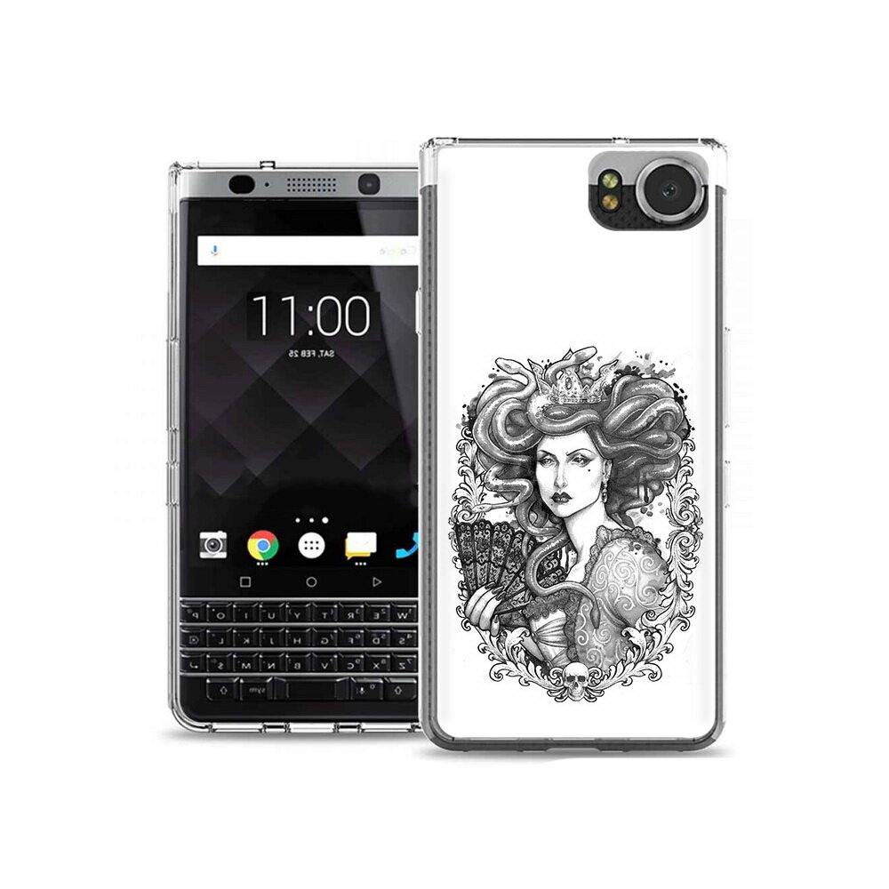 Чехол задняя-панель-накладка-бампер MyPads медуза черно белый для BlackBerry KEYone/Key 1 противоударный