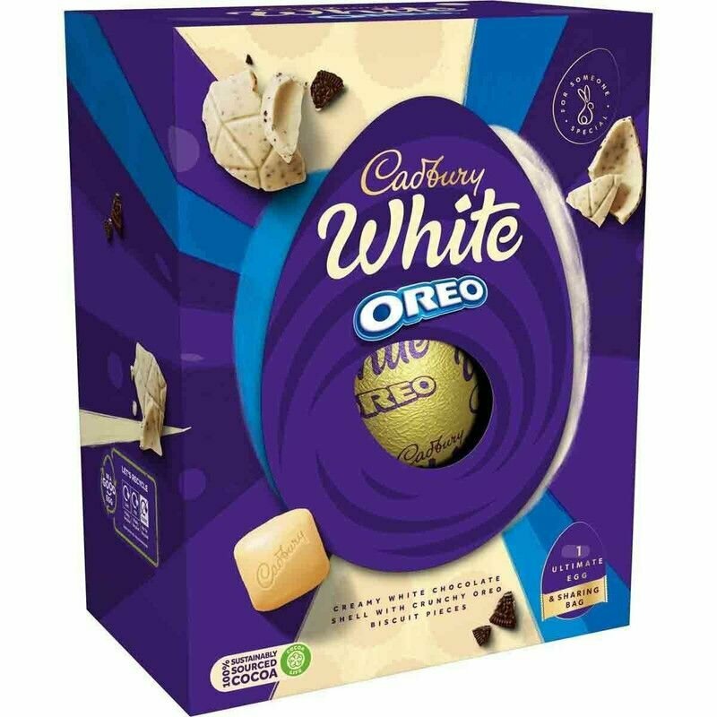Шоколадное яйцо Cadbury White Chocolate With Oreo, 8 шт - фотография № 1