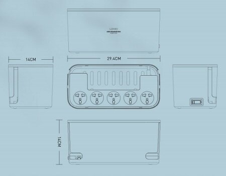 Сетевой фильтр в боксе LDNIO SC5309 Cord Organizer Box Power Strip 2500W, 5 розеток, 3 USB, 2м (white) - фотография № 9