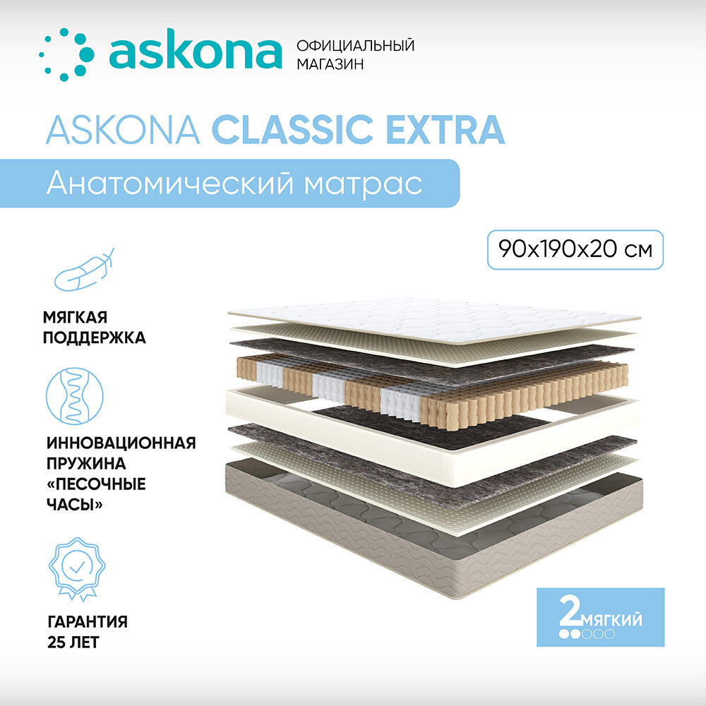 Матрас анатомический ASKONA (аскона) Classic Extra 90х190