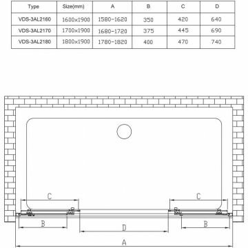 Душевая дверь Vincea Alpha VDS-3AL2160MT 1600х1900 хром стекло текстурное - фотография № 2