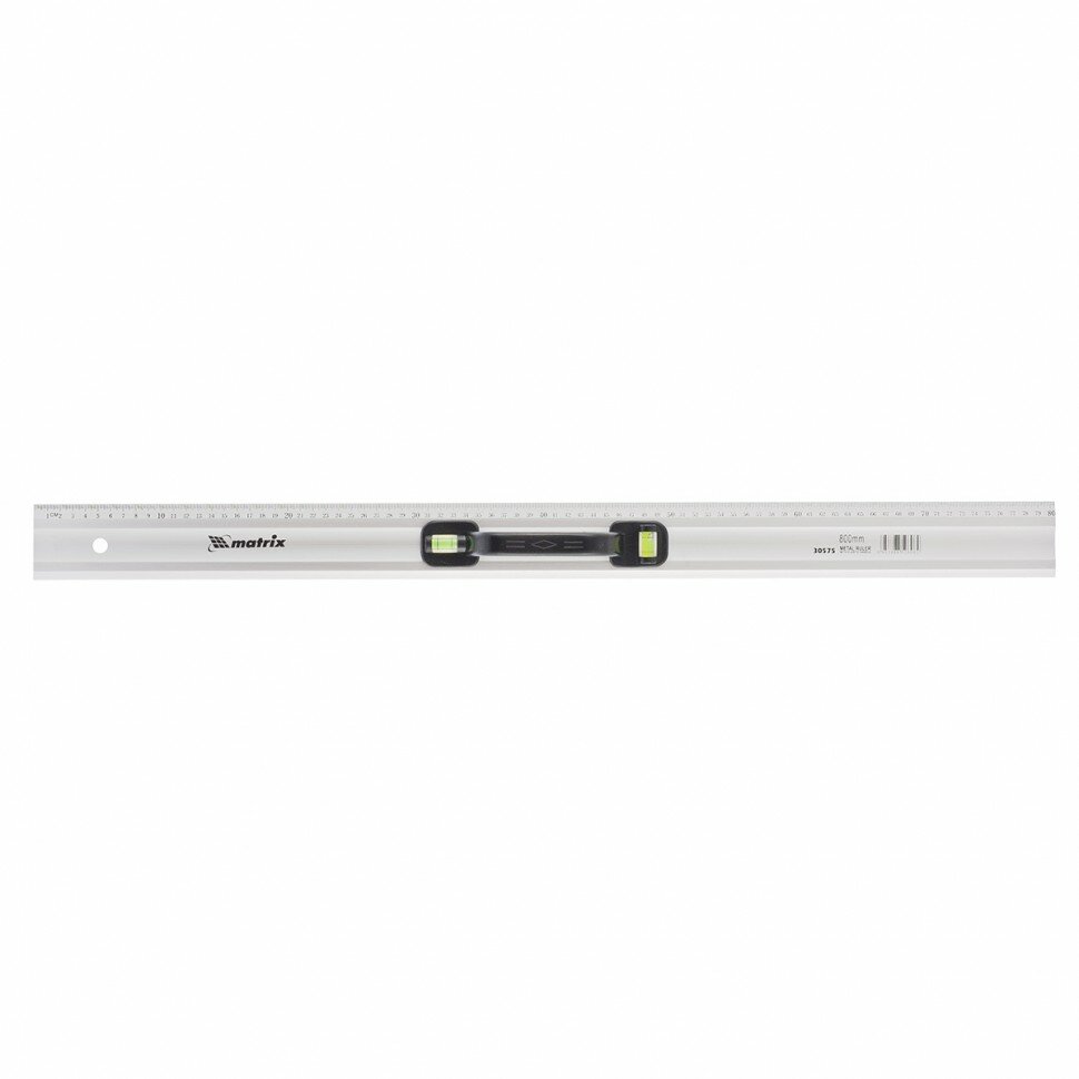Линейка-уровень 800 мм металлическая пластмассовая ручка 2 глазка Matrix