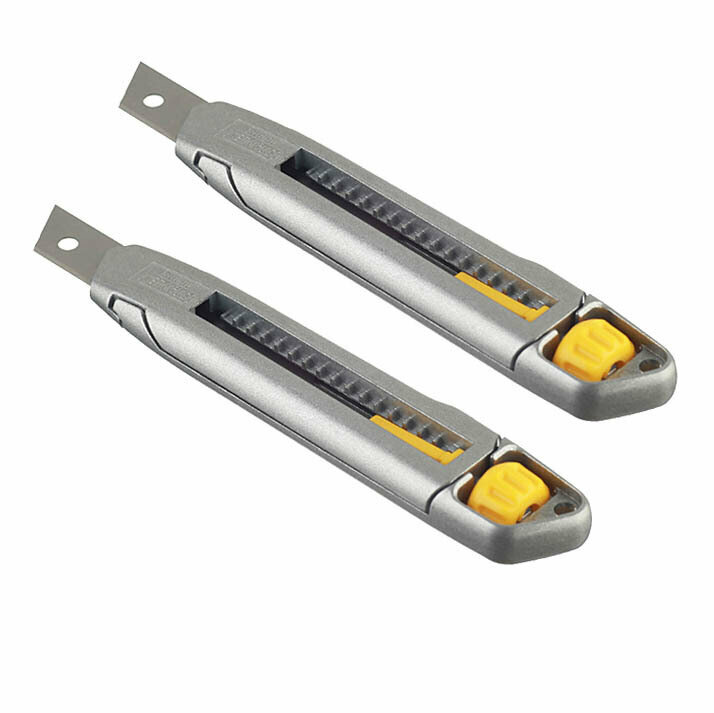 фото Нож строительный Stanley Interlock 18 мм с ломающимся лезвием металлический корпус (2 шт.)