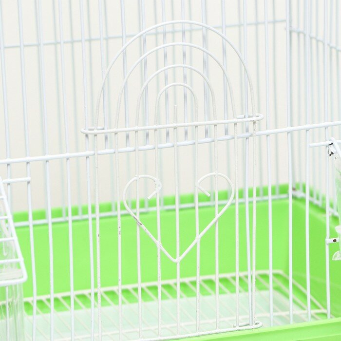 Клетка для птиц с кормушками, 34 х 27 х 44 см, зелёная - фотография № 3