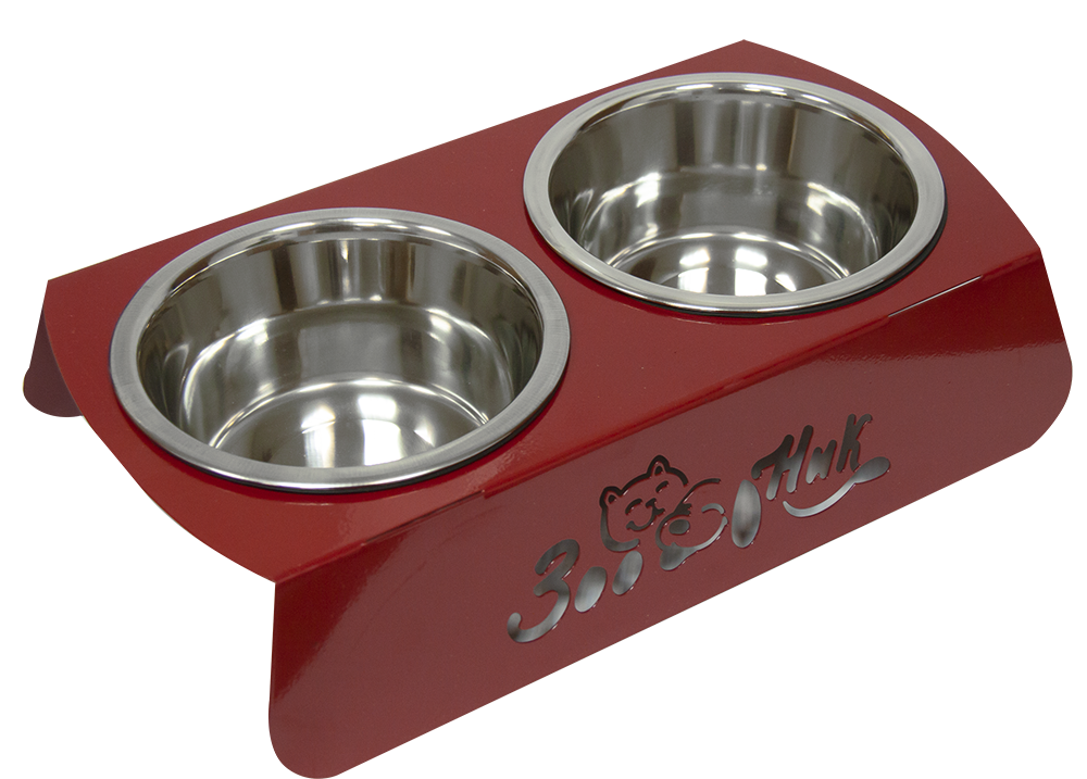 фото Зооник подставка двойная для собак и кошек мет. миски красная 0,5 л