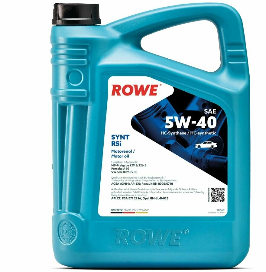 Масло моторное ROWE HIGHTEC SYNT RSi SAE 5W-40 4л 20068-0040-99