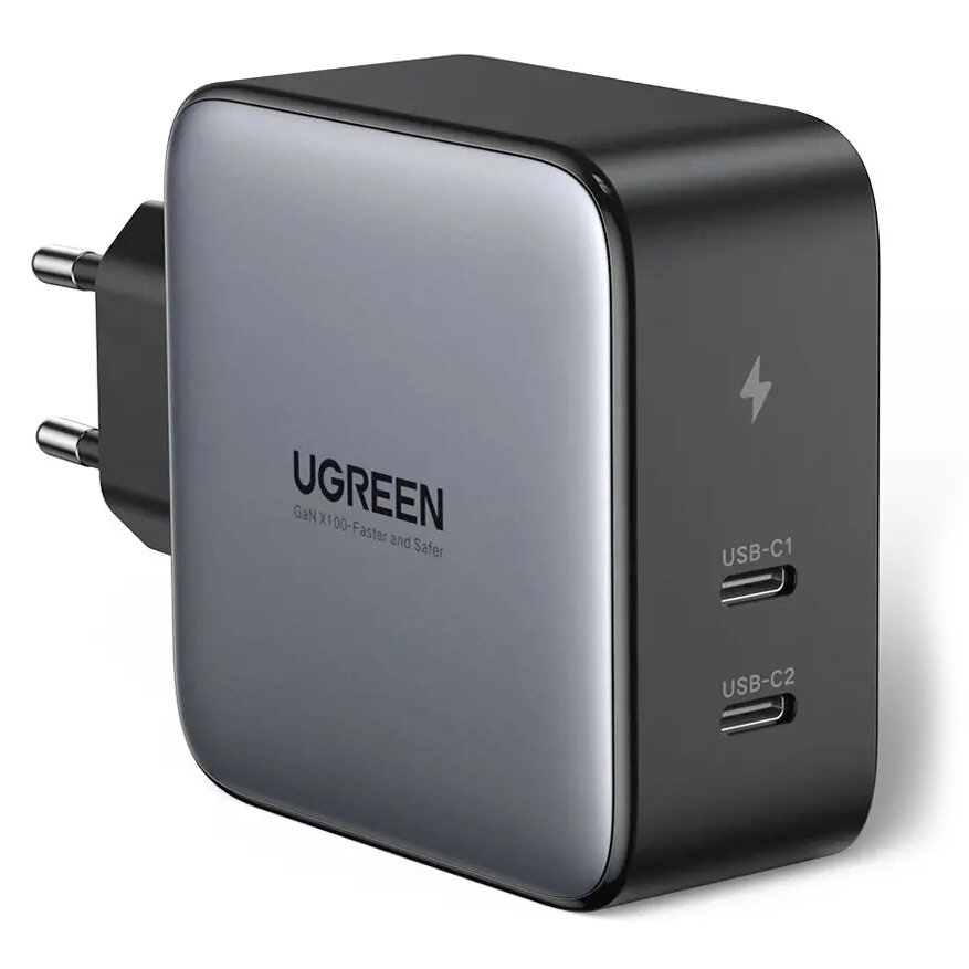 Сетевое зарядное устройство UGREEN CD254 Wall Charger 2 x USB Type-C 100W Power Delivery серое (50327)