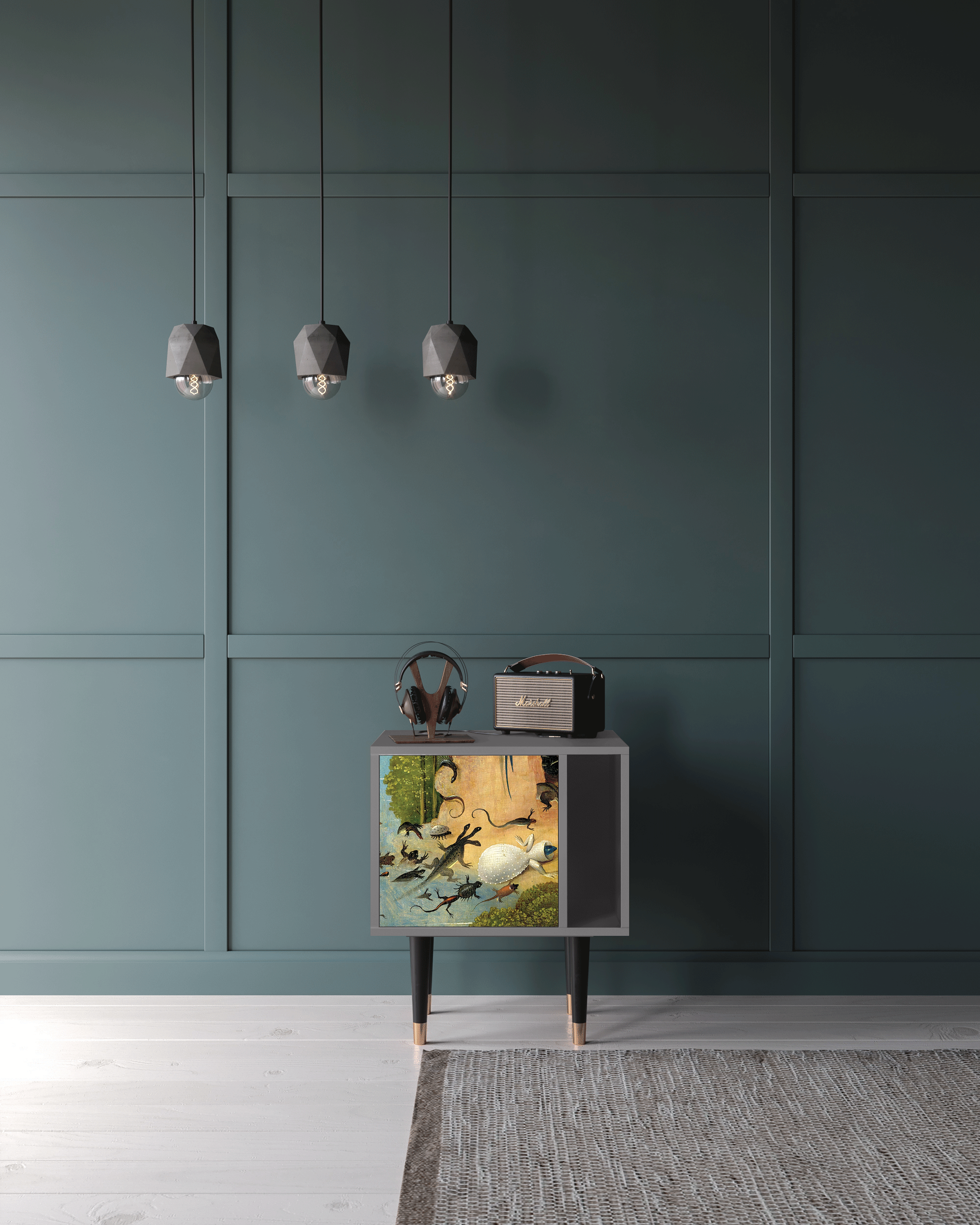 Прикроватная тумба - STORYZ - S2 The Garden by Hieronymus Bosch, 58 x 69 x 48 см, Серый - фотография № 1