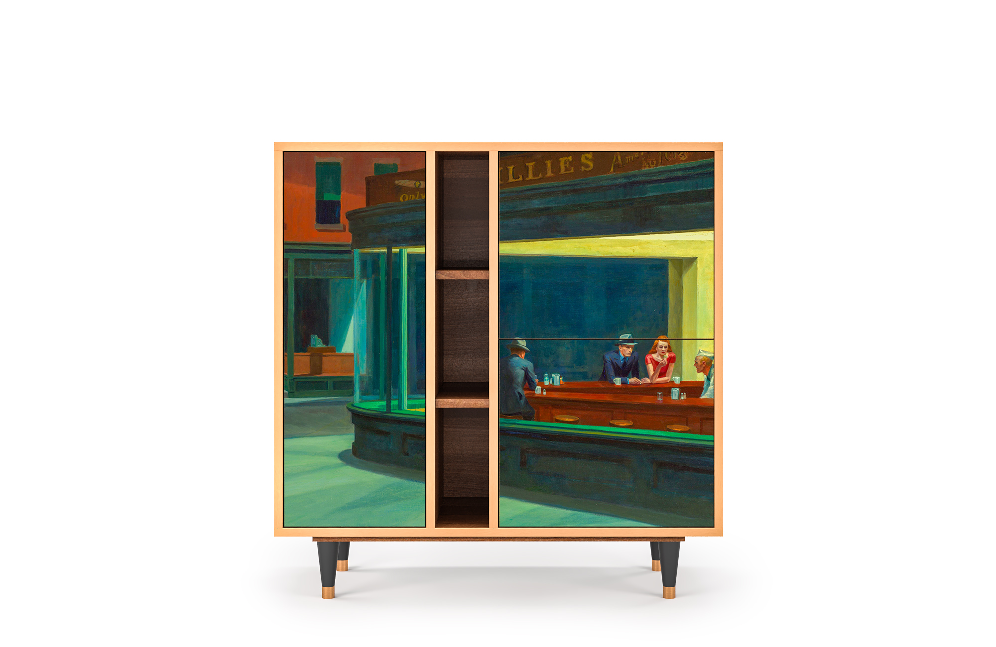 Комод - STORYZ - BS5 Nighthawks by Edward Hopper, 94 x 96 x 41 см, Орех - фотография № 2