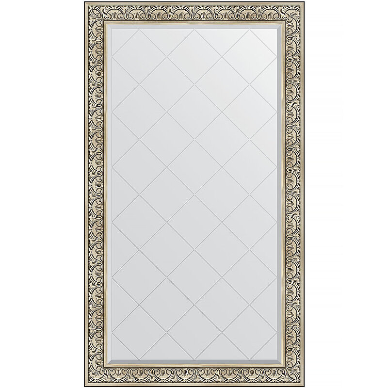 Зеркало Evoform Exclusive-G 175х100 BY 4424 с гравировкой в багетной раме - Барокко серебро 106 мм - фотография № 1