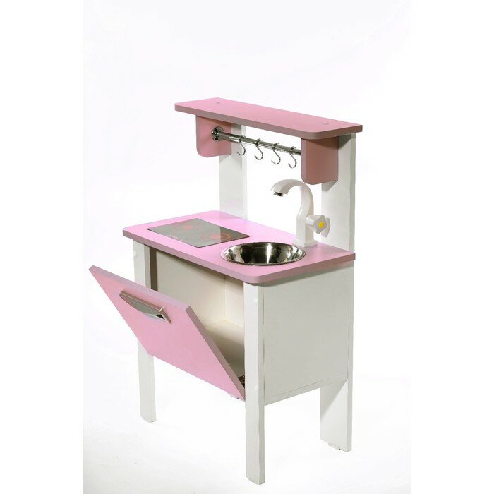 Игровая мебель «Детская кухня SITSTEP Элегантс», с имитацией плиты (наклейка), розовые фасады - фотография № 3