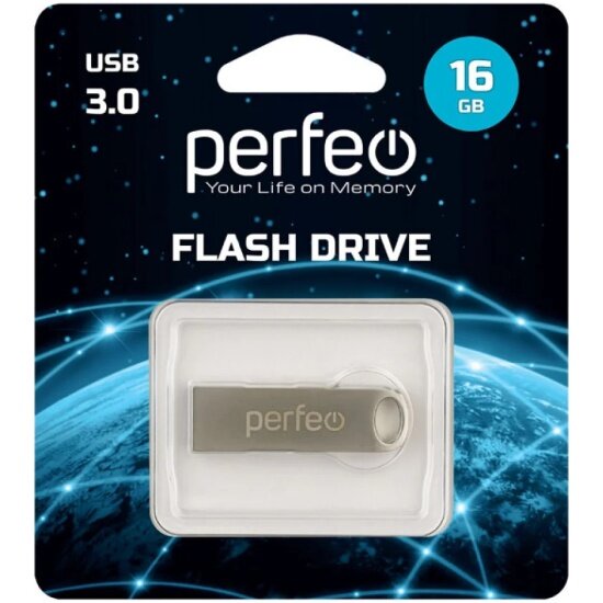 USB флешка PERFEO 16Gb M08 silver USB 3.0