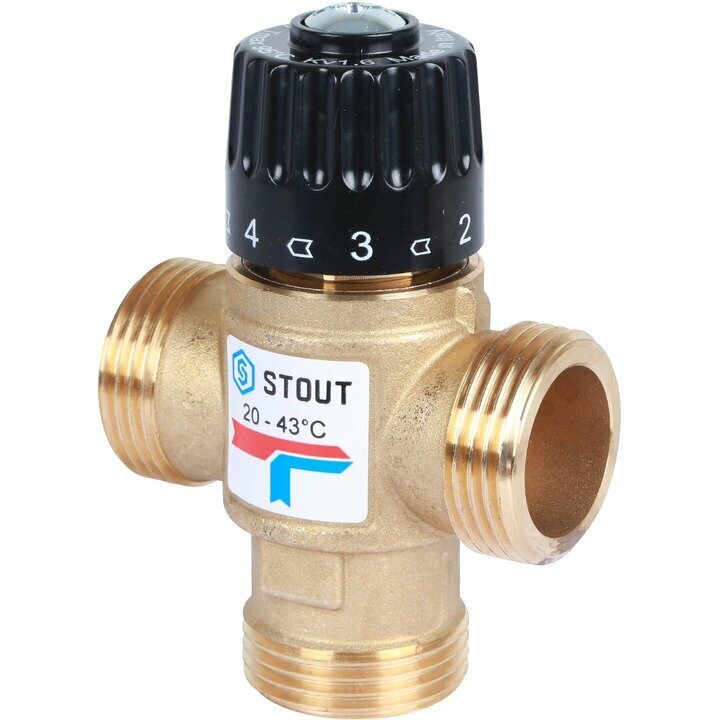 Термостатическийесительный клапан STOUT 3/4 НР 20-43°С KV 16 SVM-0120-164320