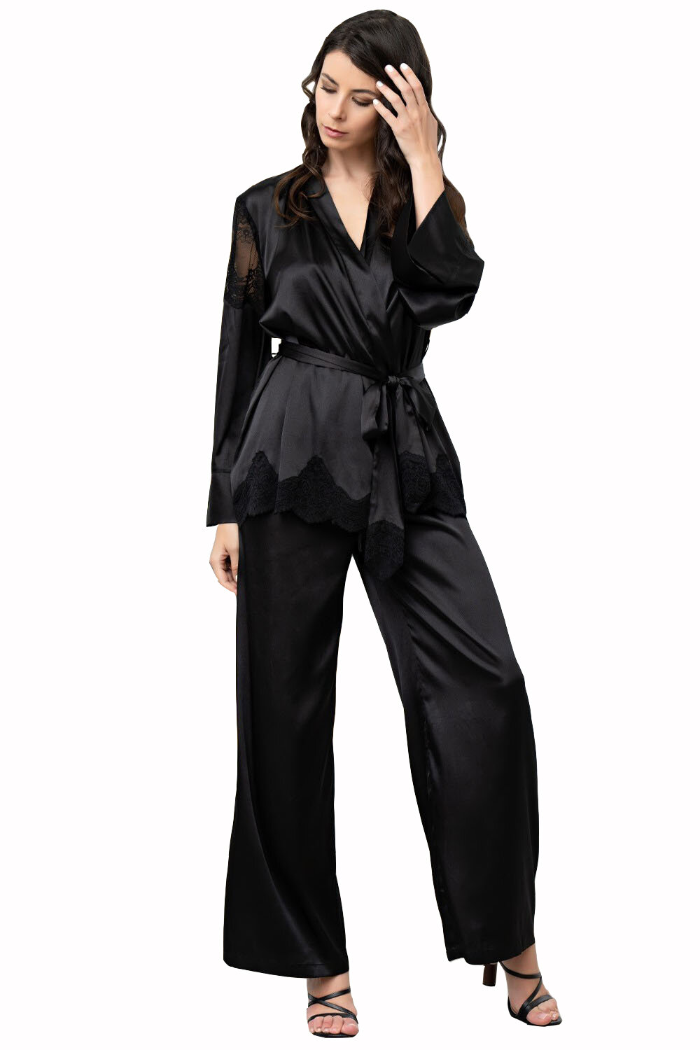 Комплект MIA-AMORE Aurelia 3896, жакет, брюки и бралетт, шелк 70%, черный (Размер: XL) - фотография № 1