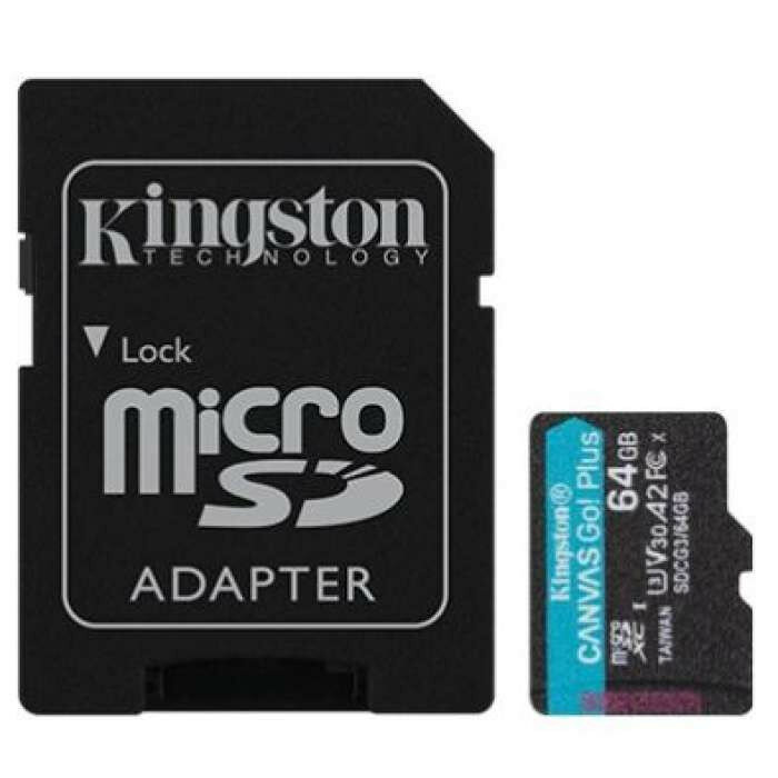 Носитель информации Kingston Micro Secure Digital Flash Card 64GB microSDXC Canvas Go Plus 170R A2 U3 V30 Card + ADP