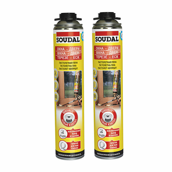 фото Пена монтажная профессиональная Soudal Gunfoam Yellow Окна-Двери летняя 750 мл (2 шт.)