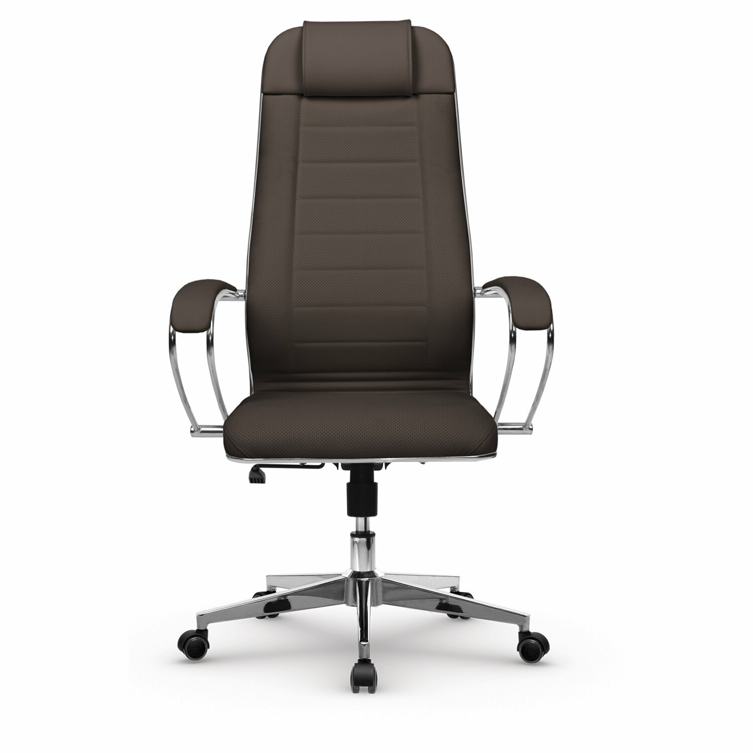 Кресло офисное метта "К-29" хром, экокожа, сиденье и спинка мягкие, темно-коричневое - фотография № 4
