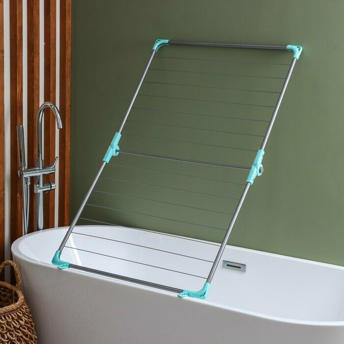 Nika Сушилка для белья на ванну складная, рабочая длина 10 м, цвет микс - фотография № 10