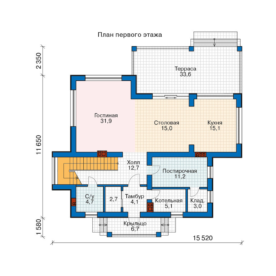 45-51AG-Catalog-Plans - Проект двухэтажного дома из газобетона с террасой - фотография № 2