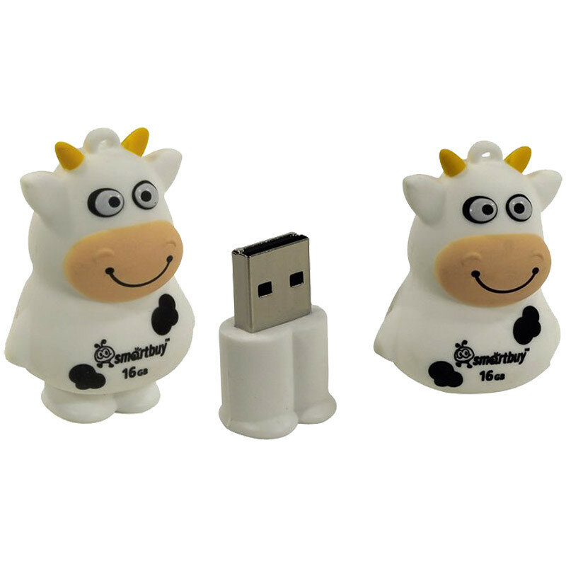 Память Smart Buy "Wild series" Коровка 16GB, USB 2.0 Flash Drive, белый ( Артикул 250658 )