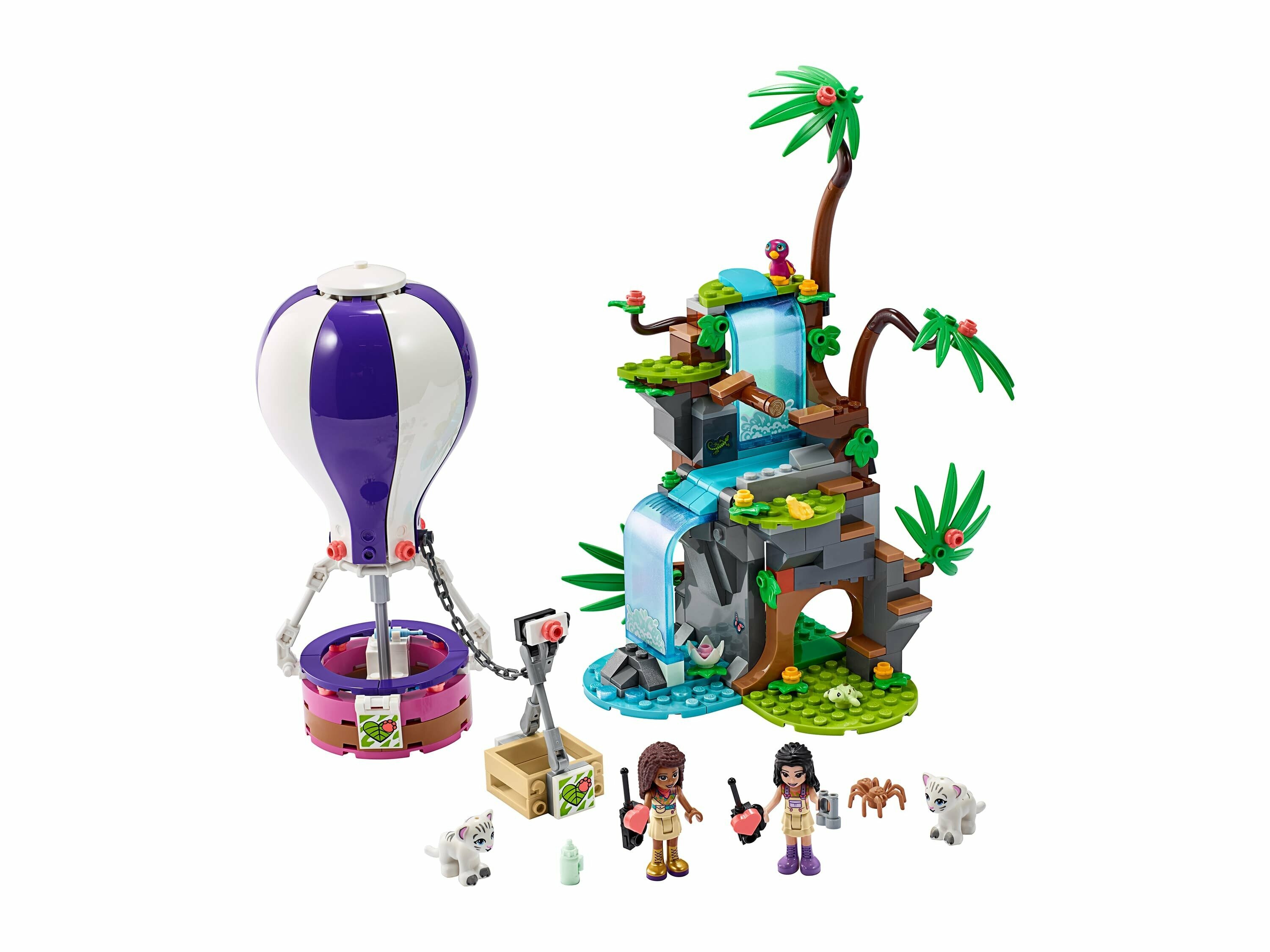 Игрушка конструктор Джунгли спасение тигра на воздушном шаре 308 деталей набор детский развивающий, блочный, для мальчиков, для ребенка