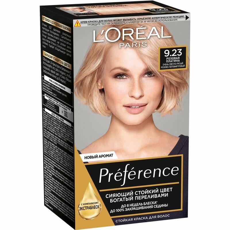 L'Oreal Paris Preference стойкая краска для волос, 9.23 розовая платина, 174 мл