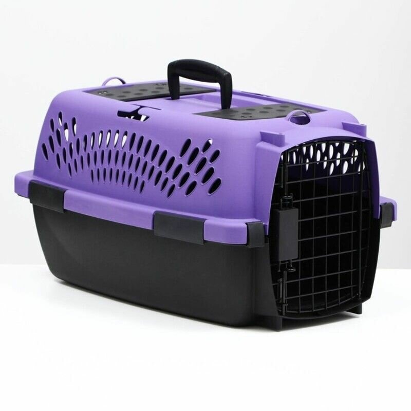 Переноска для кошек, сумка для собак мелких пород, с металлической дверью, 49 х 32 х 27, Фиолетовая - фотография № 1