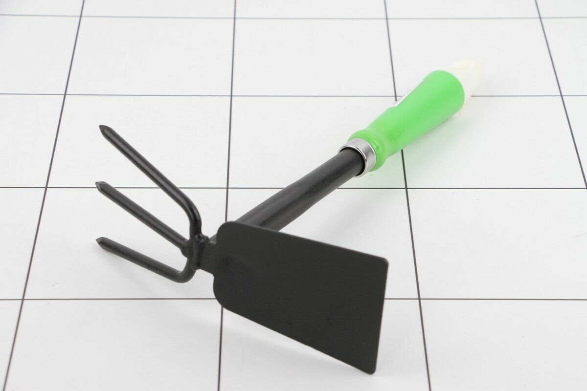 Мотыжка комбинированная, 29 см, 3 зубца, пластиковая ручка BSC-5639E - фотография № 2