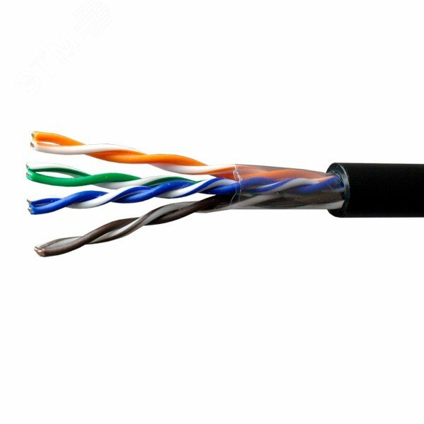 Комплект: Интернет кабель уличный витая пара UTP4 cat.5e одножильный с коннектором rj45 и колпачками rj45 20 метров