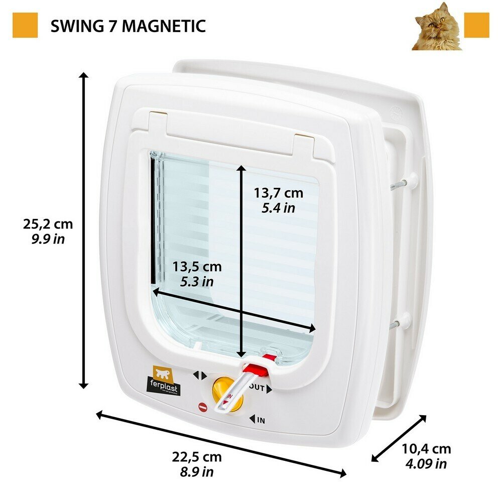 Дверца для животных Ferplast Swing 7 Set, с магнитным замком, белая - фотография № 3