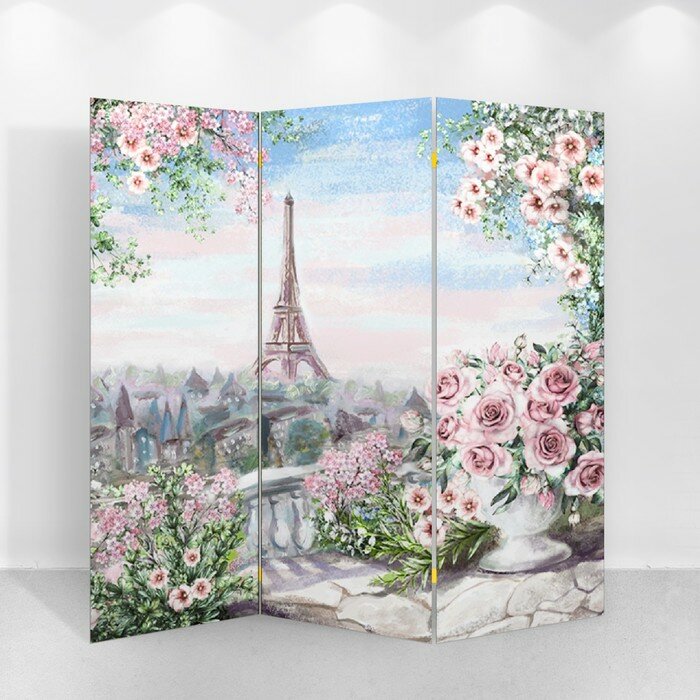 Ширма "Картина маслом. Розы и Париж" 150 х 160 см