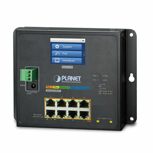 коммутатор/ PLANET IP30, IPv6/IPv4, L2+ 8-Port 10/100/1000T 802.3at PoE + 2-Port 1G/2.5G SFP Wall-mo