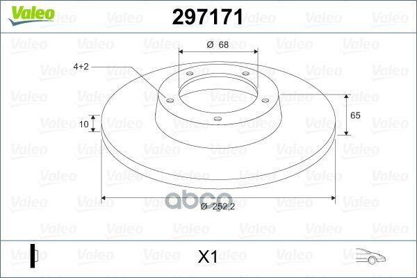 Диск Тормозной Передний 2522/10/65Мм Valeo арт. 297171