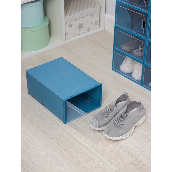 Короб для хранения обуви, 33×23×13,5 см, по 1 шт, цвет синий - фотография № 8