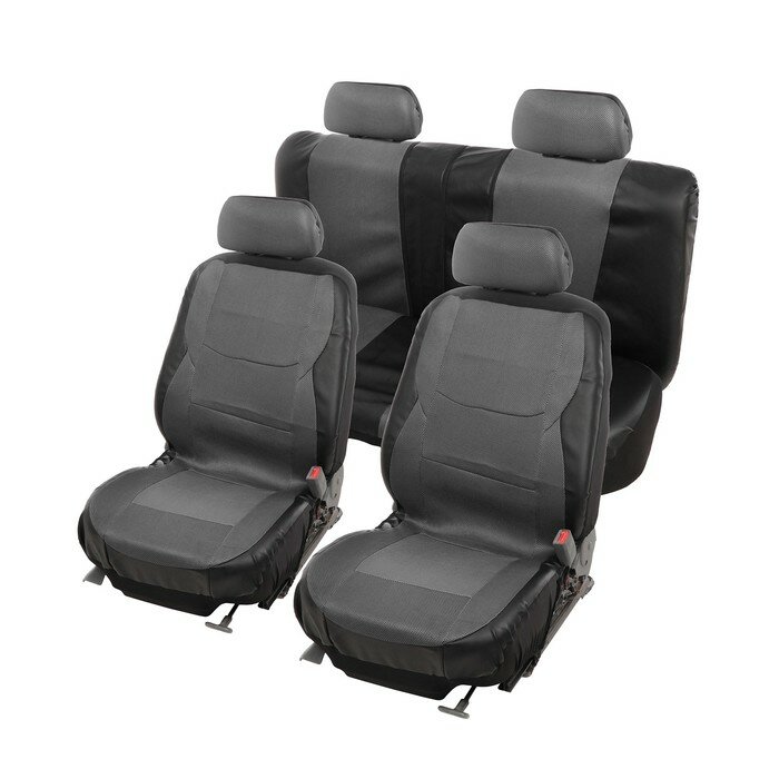 фото Чехлы автомобильные универсальные 10 предметов, сетка, экокожа, черный