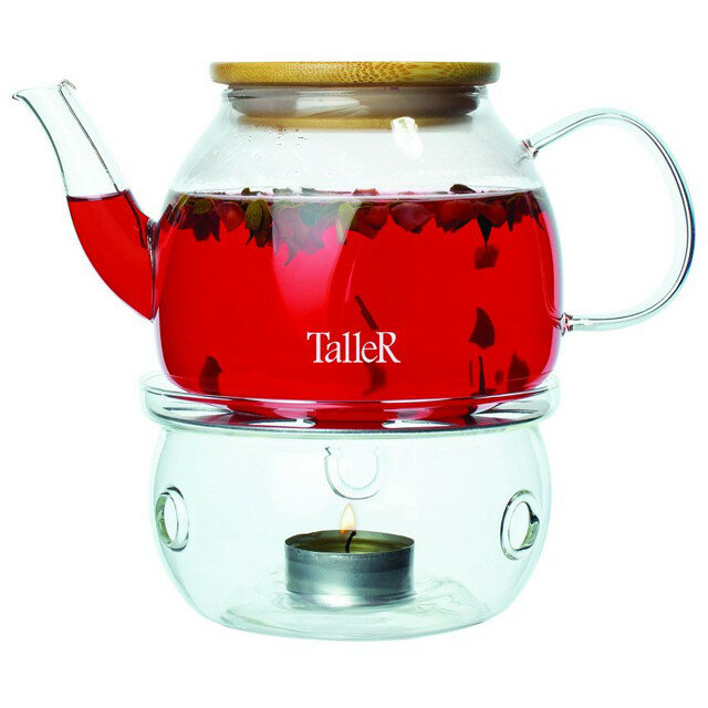 фото Чайник заварочный taller 800мл с подогревом термостекло, бамбук