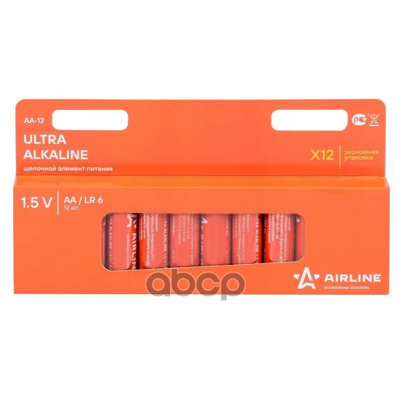 Батарейка Алкалиновая Airline Ultra Alkaline Aa 1,5v Упаковка 12 Шт. Aa-12 AIRLINE арт. AA12