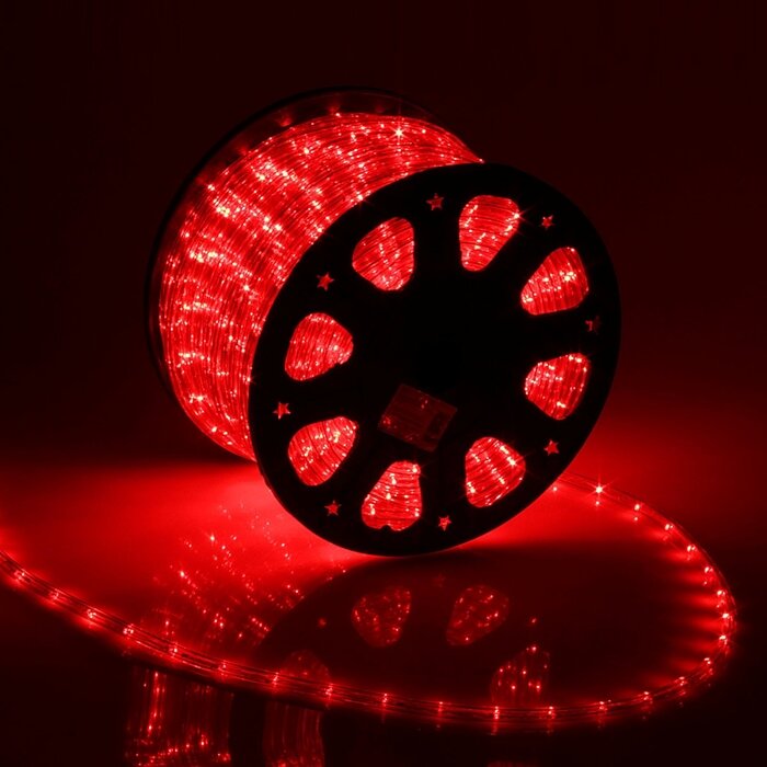 Световой шнур Luazon Lighting 11 мм IP65 100 м 24 LED/м 220 В 2W постоянное свечение свечение красное
