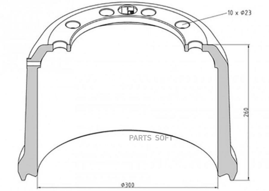PE AUTOMOTIVE 04664600A 046.646-00A_торм.барабан !300x200/209 H=260 d=190/225 n10x23 \BPW