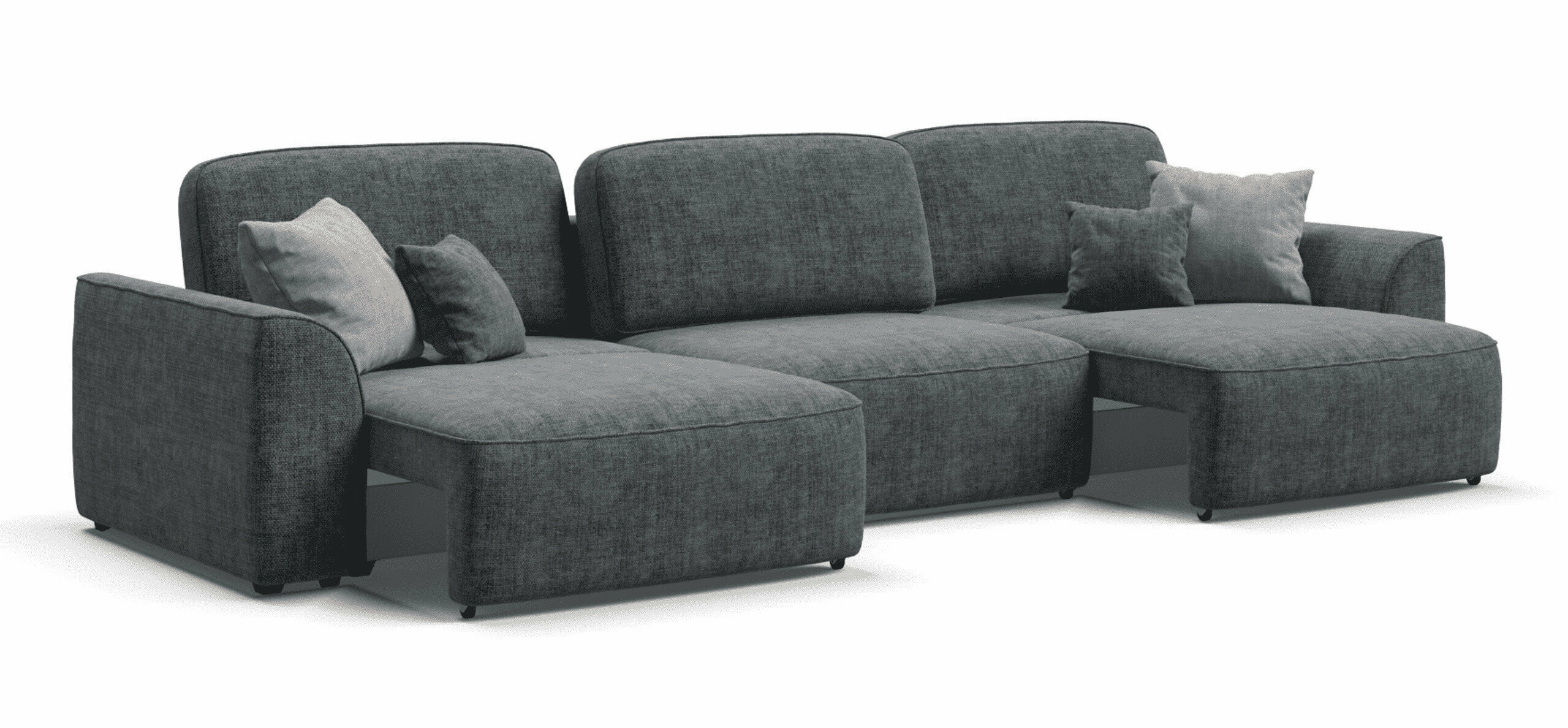 Уникальный диван-кровать KING MAX, с ящиками для хранения, еврокнижка, шенилл IQ серый, 350х115х84 см - фотография № 6