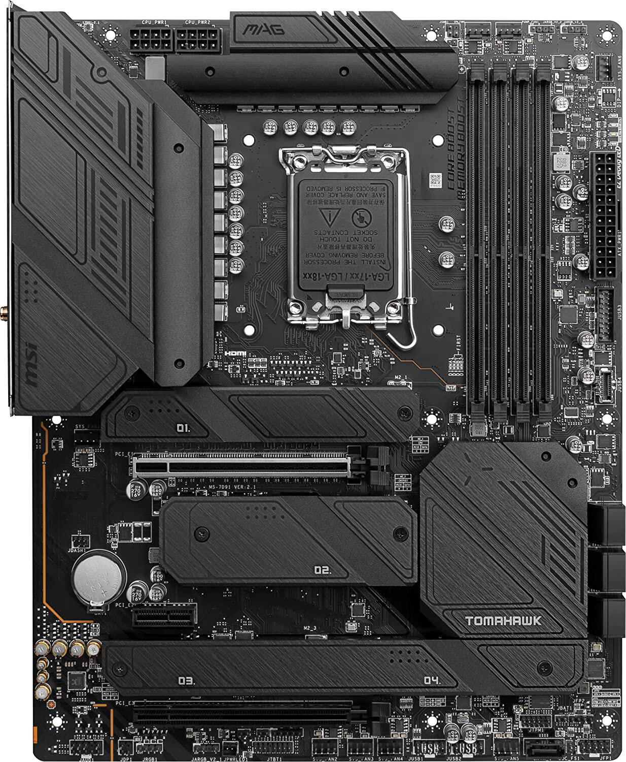 MSI Материнская плата MSI MAG Z790 TOMAHAWK WIFI DDR4 Soc-1700 Intel Z790 4xDDR4 ATX AC`97 8ch(7.1) 2.5Gg RAID+HDMI+DP MAG Z790 TOMAHAWK WIFI DDR4