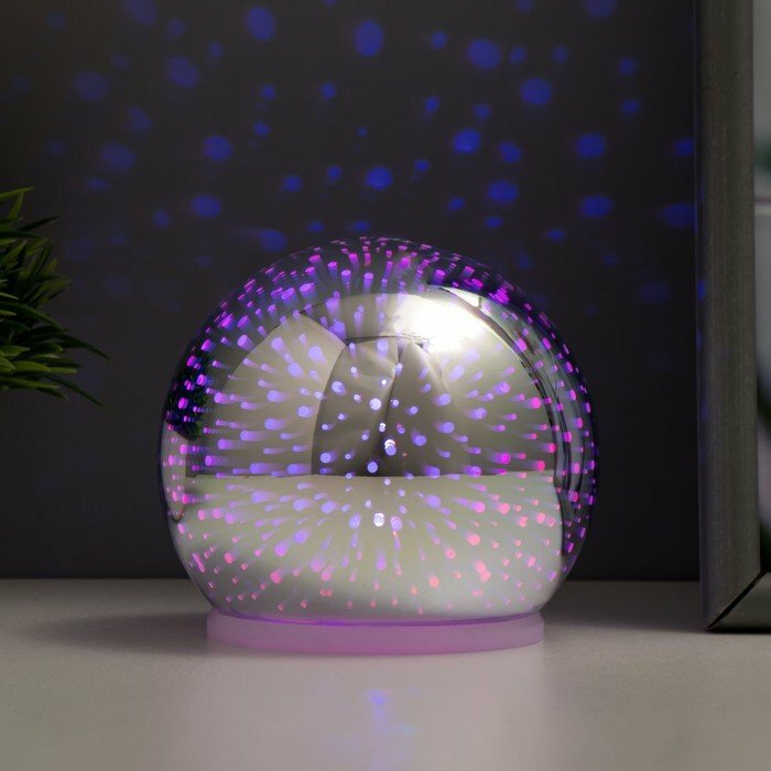 Ночник "Зеркальный шар небо" LED RGB от батареек 2хАА хром 10х10х10см - фотография № 6